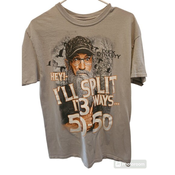 Duck Dynasty Hey I'll Split It 50-50 Graphic Print Casual Gray T Shirt Size M - Picture 1 of 3
